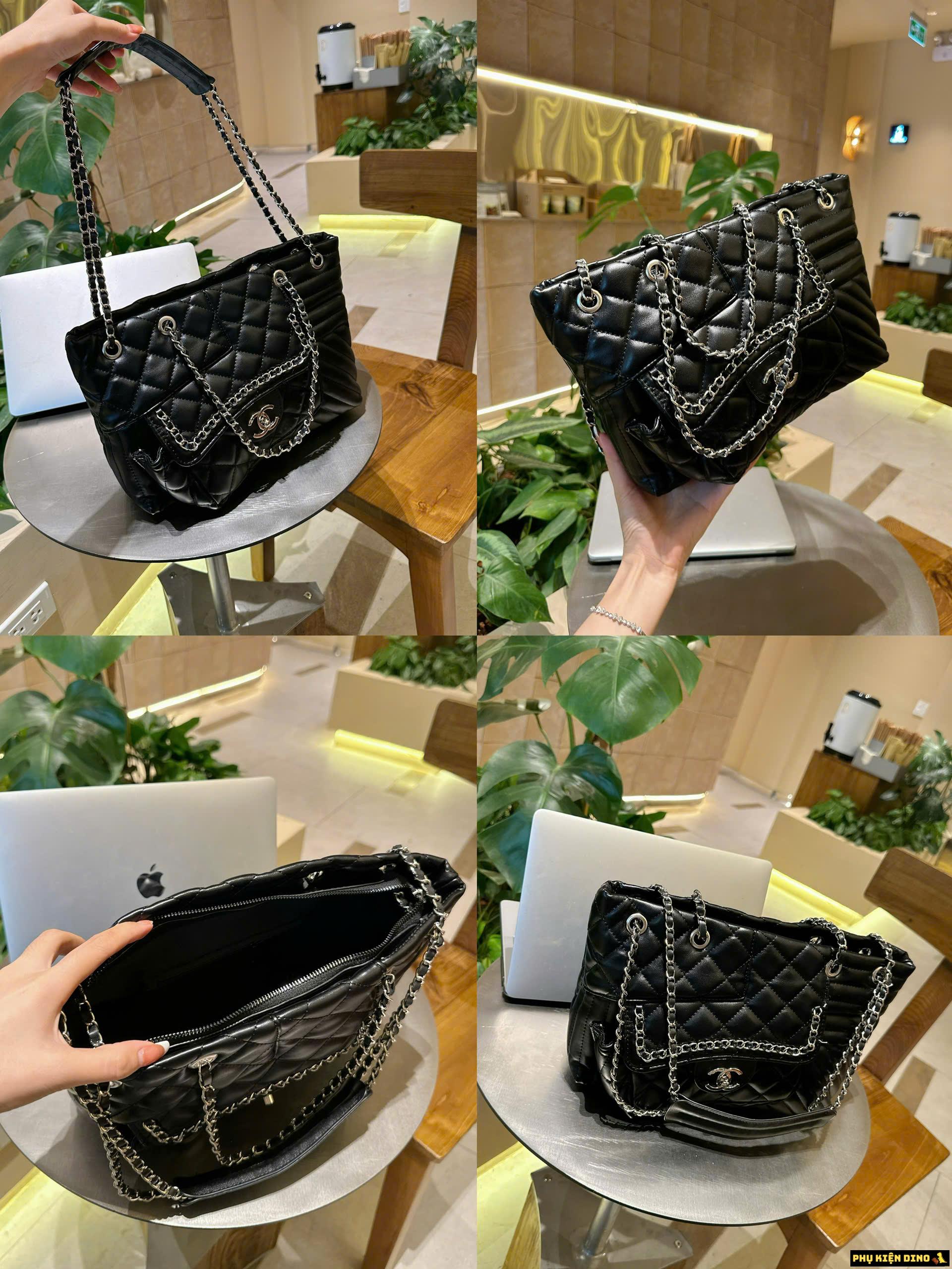 Túi Công Sở Chanel Trần Trám Màu Đen Vừa Laptop Túi Công Sở Chanel Trần Trám Màu Đen Vừa Laptop